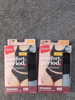 Hanes Comfort, Period™ Women's Black & Light Gray Briefs - 3 Pack (7/L) 6 Pairs